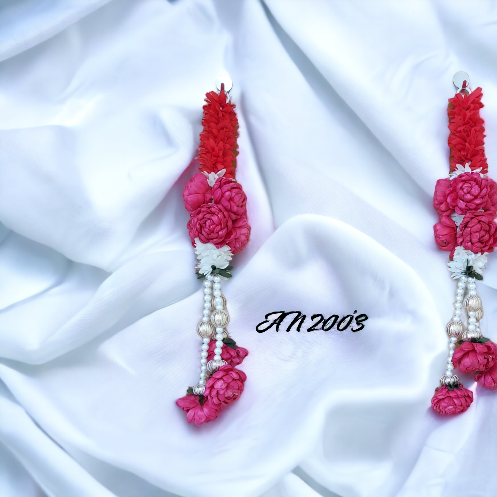 PEONY ROSE PINK WITH PEARL WALL HANGING 1 PAIR